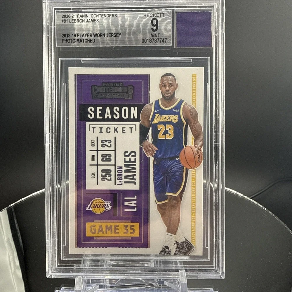 Panini 2020-21 Contenders LeBron James‎ #81 Beckett 9 Lakers Player Worn Jersey